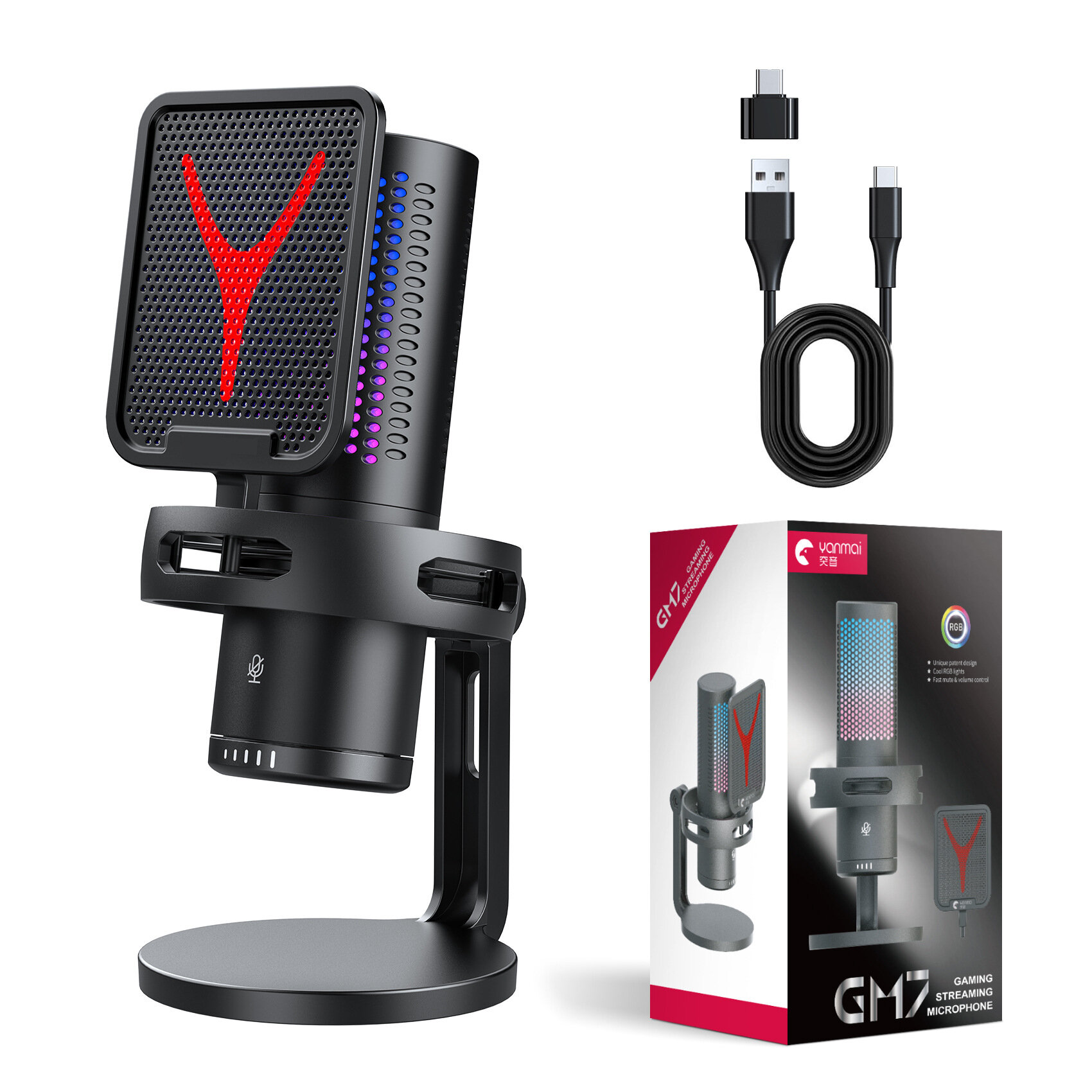 New Hot Selling Condenser Gaming RGB MicrophoneGM7 streaming