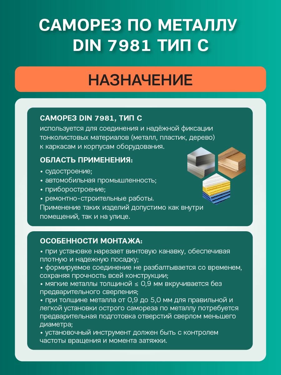 Саморез DIN 7981 С цинк шлиц Ph 3 5.5х16 (упаковка 100 шт) — фото 1