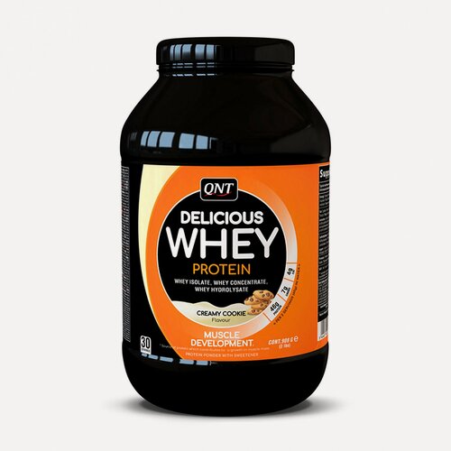 Изображение товара Протеин QNT Delicious Whey, вкус печенье-крем, пластиковая банка, 908 г