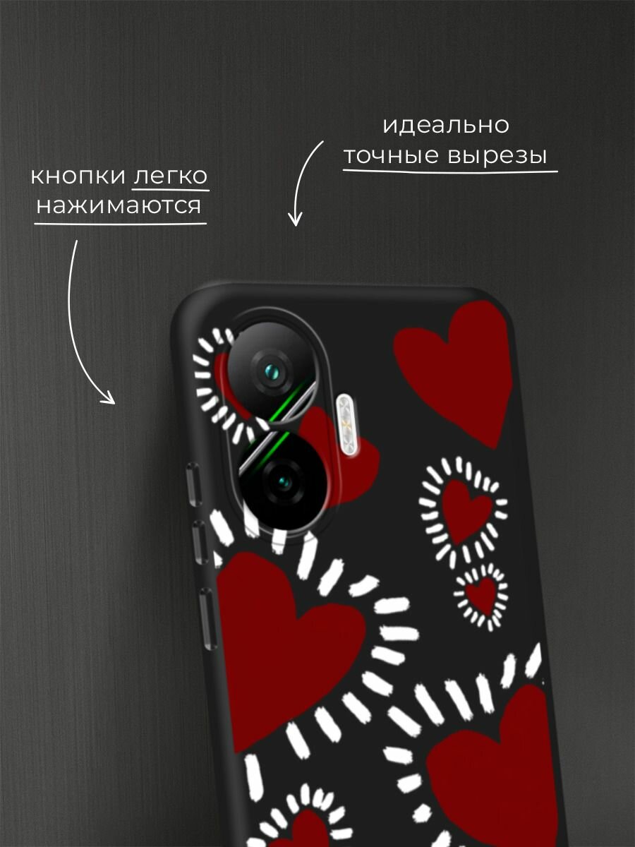 Чехол на Poco F7 / Поко F7 c принтом Бордовые сердца 2 — фото 1