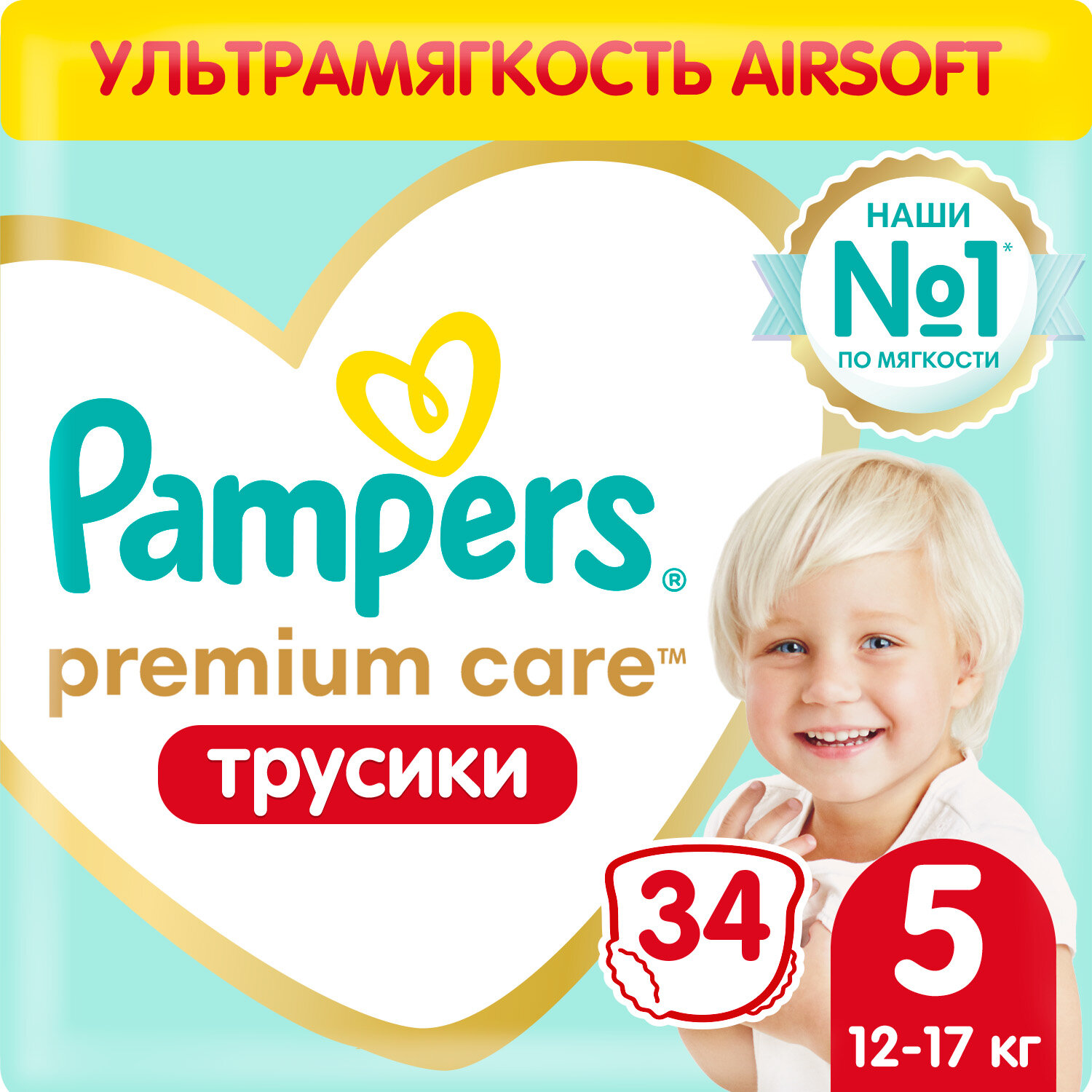 Трусики Pampers Premium Care 5 (12–17 кг), 34 шт.