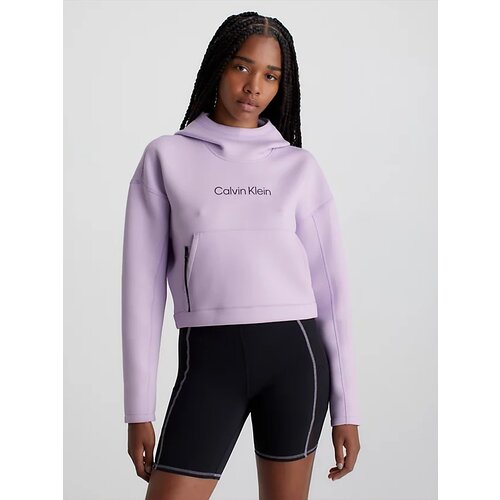 Худи спортивное Calvin Klein Sport Cropped Logo Hoodie, размер XS, фиолетовый худи calvin klein силуэт свободный средней длины карманы капюшон карманы размер l черный