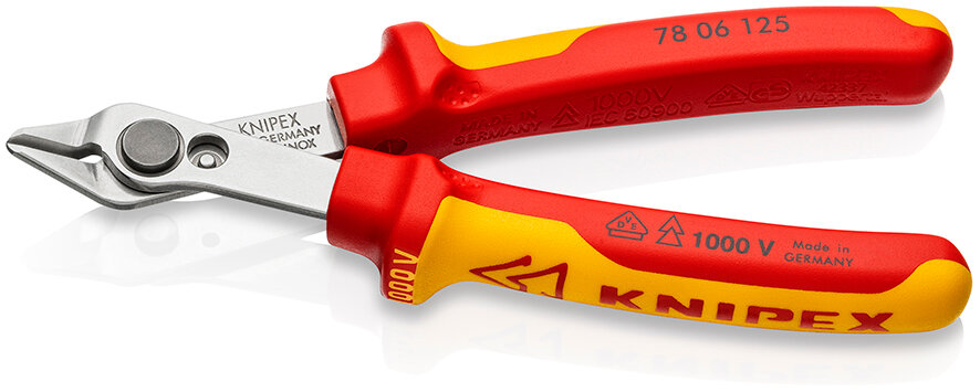 Electronic Super Knips Бокорезы прецизионные VDE, нерж, 125 мм, 2-комп диэлектрические ручки KNIPEX KN-7806125