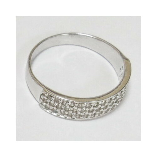 Кольцо Кольцо из серебра 440277, серебро, 925 проба, родирование, фианит, размер 17.5, бесцветный