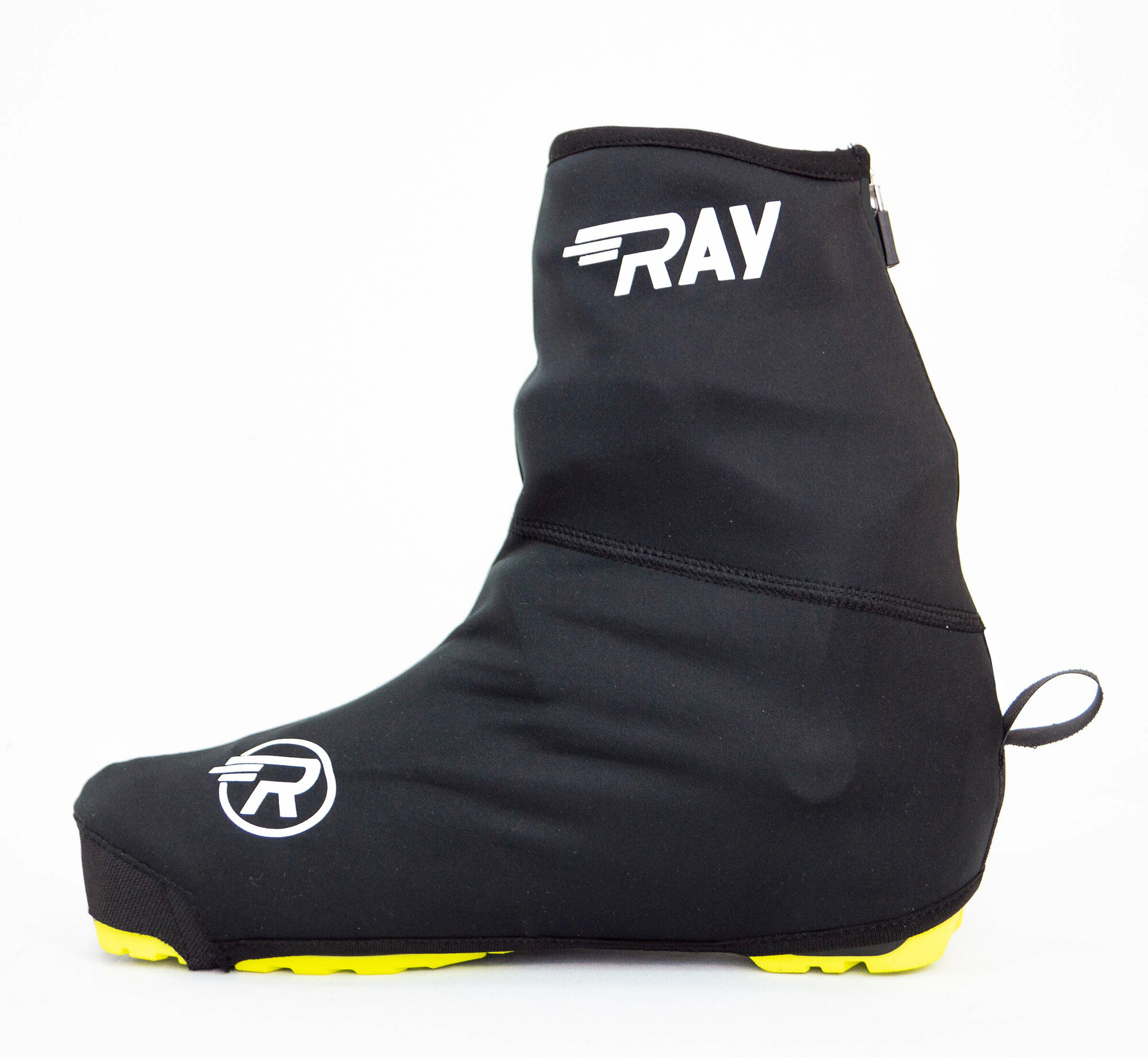 Чехлы на лыжные ботинки BootCover RAY черный, лого белый, черная молния (47-50 размер)