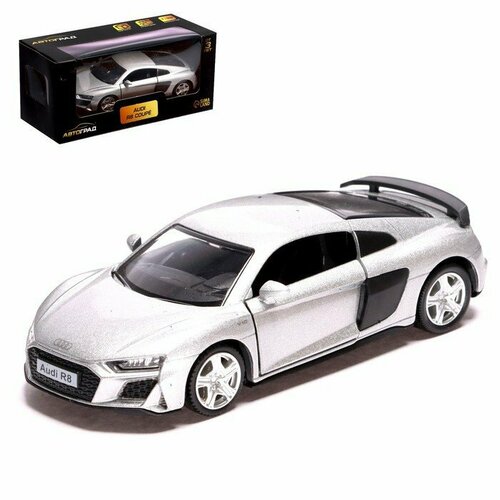 Машина металлическая AUDI R8 COUPE, 1:32, инерция, открываются двери, цвет серый (комплект из 2 шт) легковой автомобиль автоград audi r8 coupe 7335818 7335817 1 32 12 см желтый