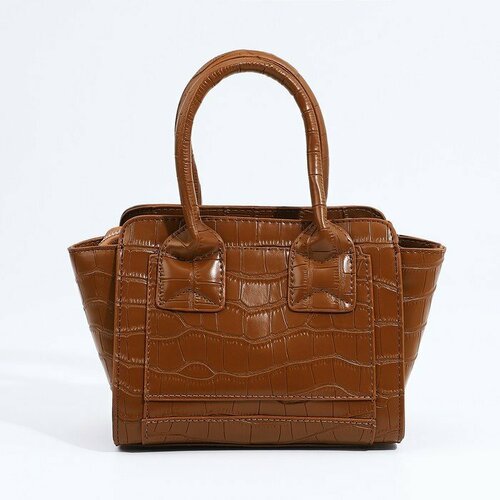 фото Сумка тоут , фактура под рептилию, коричневый нет бренда