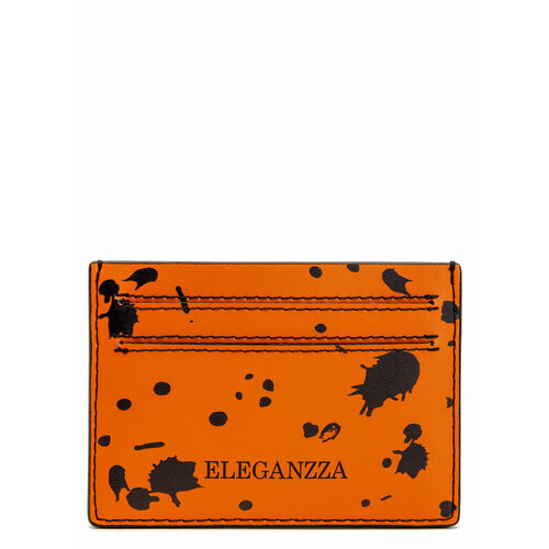 Кредитница ELEGANZZA, гладкая, черный, оранжевый карточница eleganzza натуральная кожа