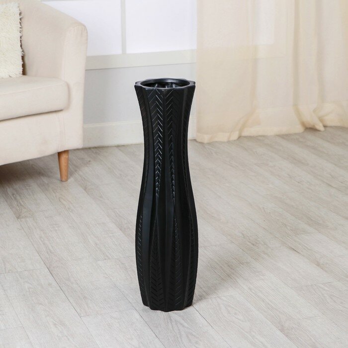 фото Ваза керамика напольная "Элиза" геометрия, 60 см, чёрный 9907073