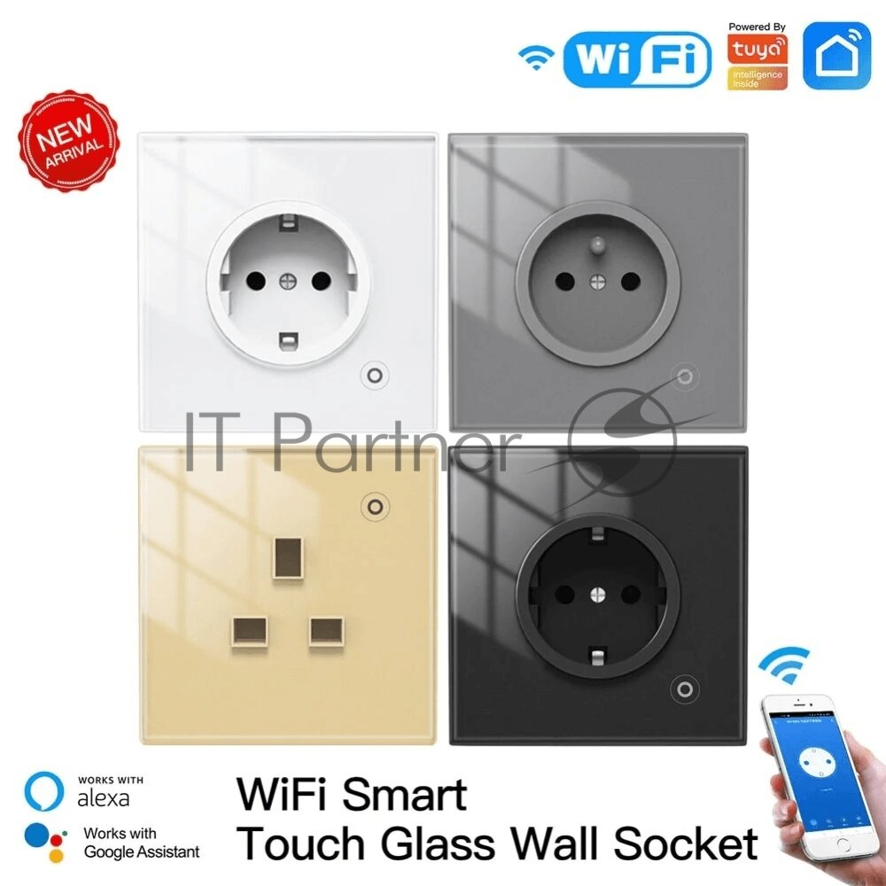 Розетка 1-пост. MOES Smart Socket WK-EU, Wi-Fi, 95-250 В, 16А, встраиваемая IP20, шторки + ЗК, белая - фото №13