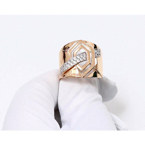 фото Кольцо diamant online, золото, 585 проба, фианит, размер 20, прозрачный