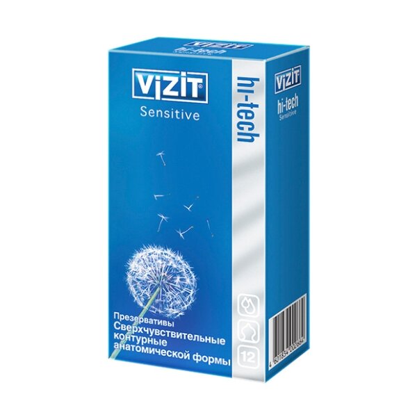 Презервативы Vizit Hi-Tech Sensitive анатомические, 12 шт - фото №12