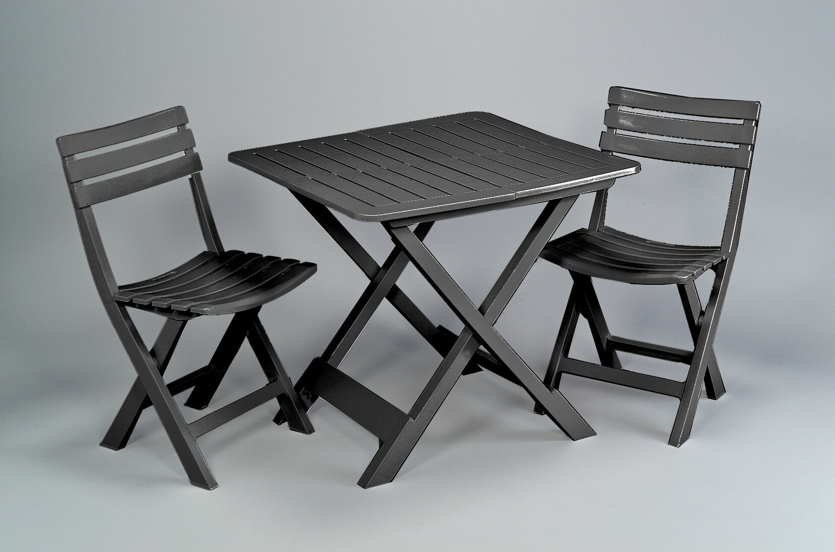 Набор складной мебели "CAMPING" (Кемпинг), цвет антрацит, стол и два стула