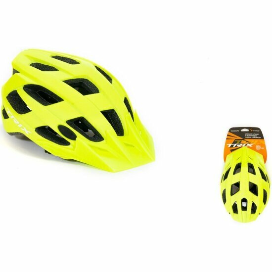 Trix Шлем вело кросс-кантри 22 отверстия регулировка обхвата M 57-58см In Mold неоновый желтый матовый