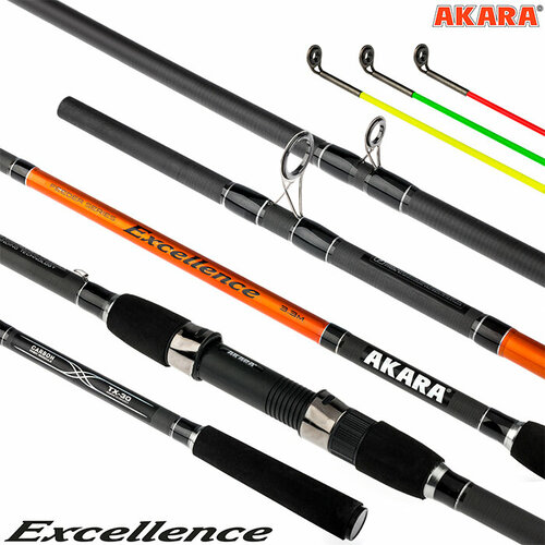 фото Удилище штекерное угольное фидерное 3 колена akara excellence feeder tx-30 (90-120-150) 3,9 м