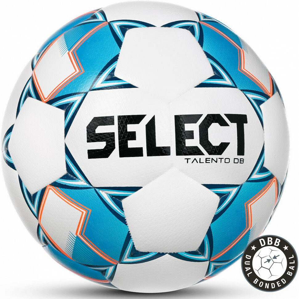 Мяч футбольный SELECT Talento DB V22 арт.0775846200-200, р.4, 32п, ПУ, руч. сш, бел-син-оранж