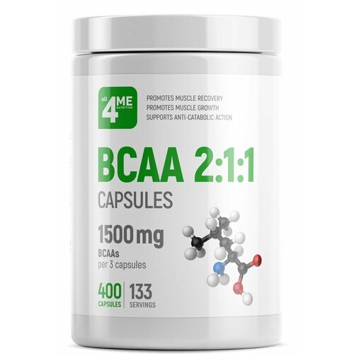 all4me bcaa 200г яблоко ALL4ME Nutrition ALL4ME BCAA 2:1:1 (400капс)