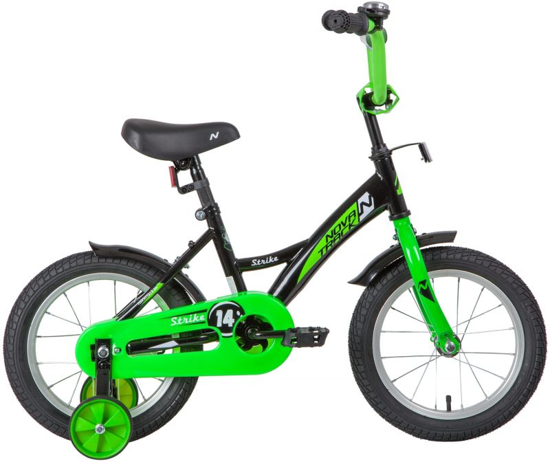 Велосипед NOVATRACK 14" STRIKE чёрный-зелёный