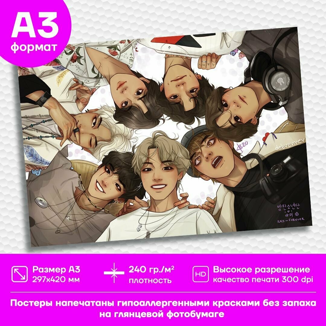 Постер FAN BTS. K-pop плакат А3 формата. Глянец