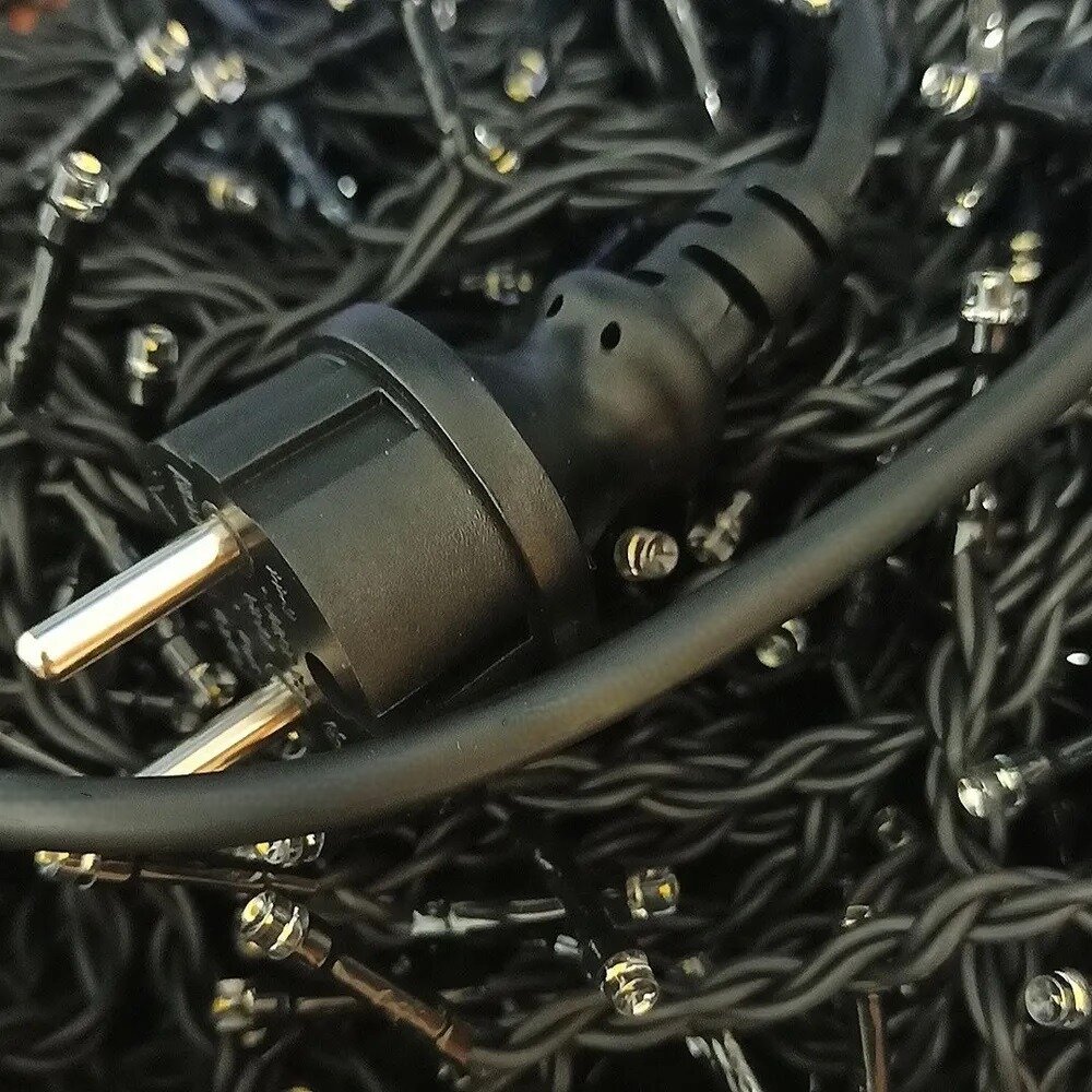 Гирлянда нить-бахрома уличная с FLASH диодом: 25 м/цвет теплый белый/черный провод/мерцающий диод/удлиняемая/IP44. — фото 1