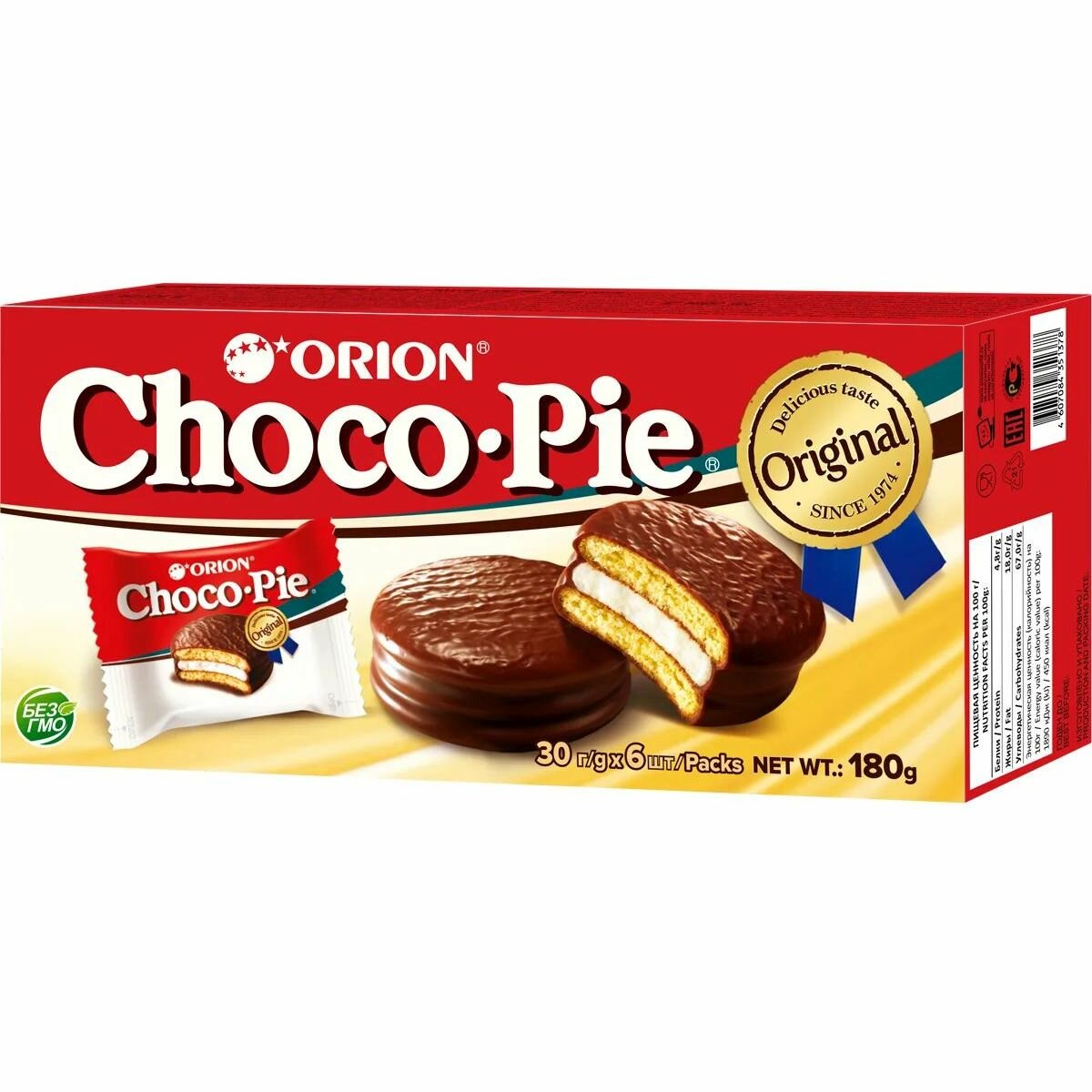 Печенье Orion Choco Pie Original, 3 шт по 180 г - фотография № 3