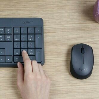 Комплект мыши и клавиатуры Logitech MK235 серый/серый (920-007931)