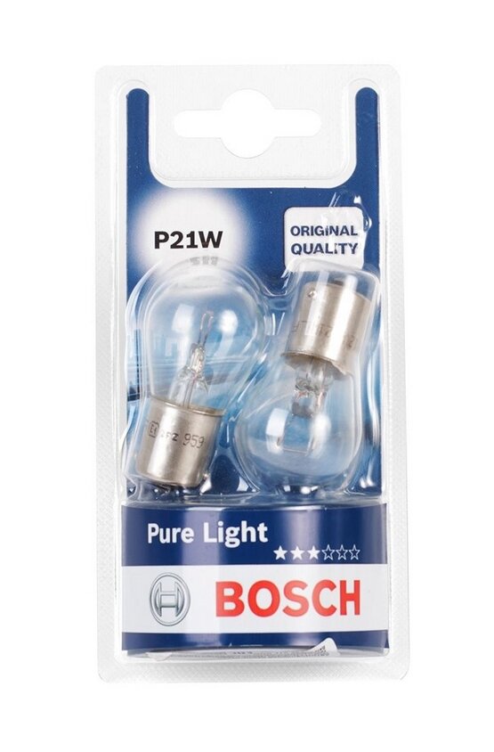 Лампа автомобильная накаливания Bosch Pure Light 1987301017 P21W 12V 21W BA15s 2 шт.