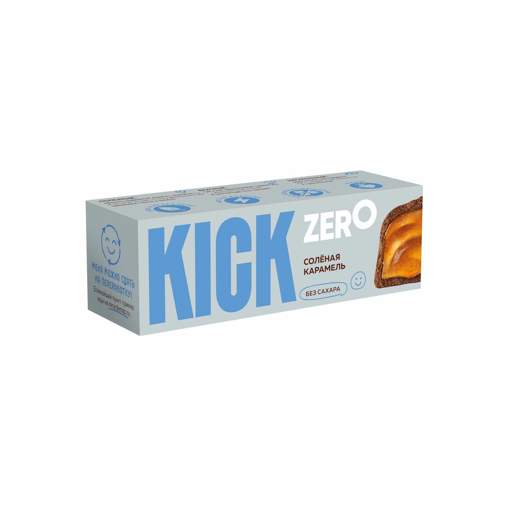 Батончики глазированные без сахара Kick Your Energy ZERO, 10 шт по 45 г, вкус: соленая карамель в шоколаде
