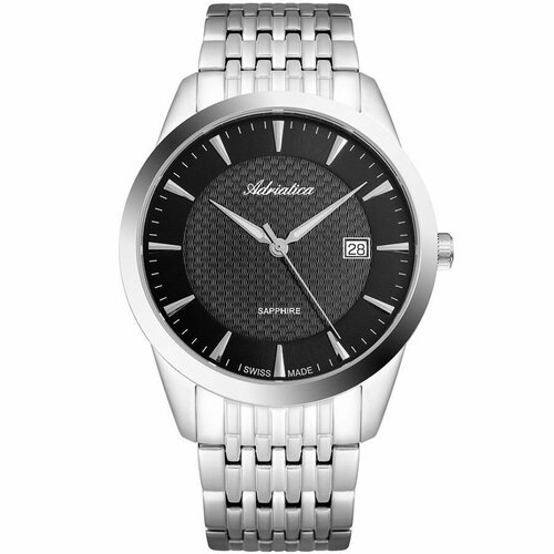 Наручные часы Adriatica, серебряный, черный наручные часы adriatica a8264 5216q черный серебряный