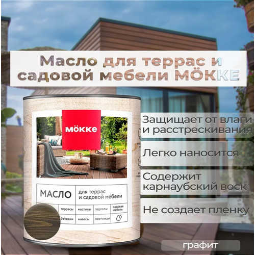 Масло для террас и садовой мебели MOKKE /графит/ 1,8л