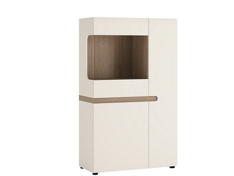 Шкаф с витриной 3D-1S/TYP 32 LINATE, Белый глянец /дуб трюфель, Anrex 1430/850/420