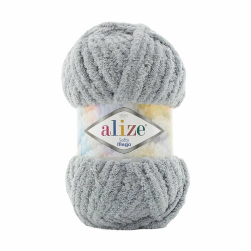 фото Пряжа softy mega, alize, серый - 428, 100% микрополиэстер, 5 мотков, 100 г, 70 м.