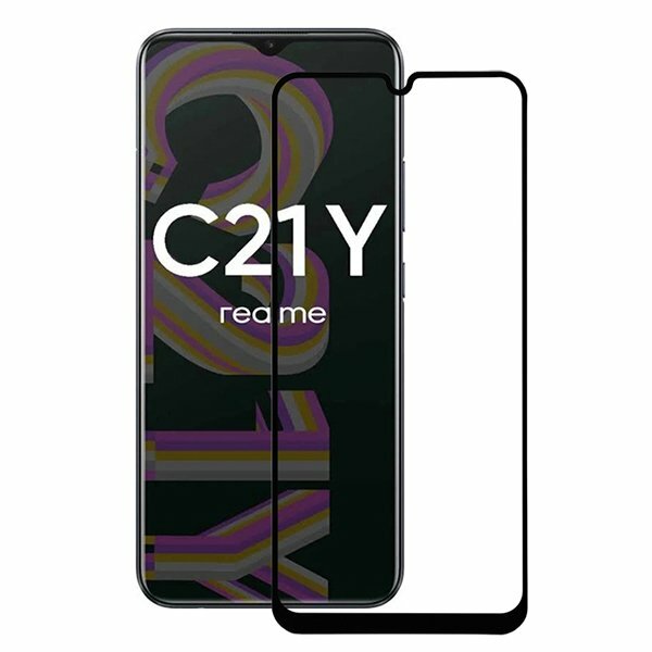 Защитное стекло 3D Tempered Glass для Realme C21Y полный клей ( черная рамка )