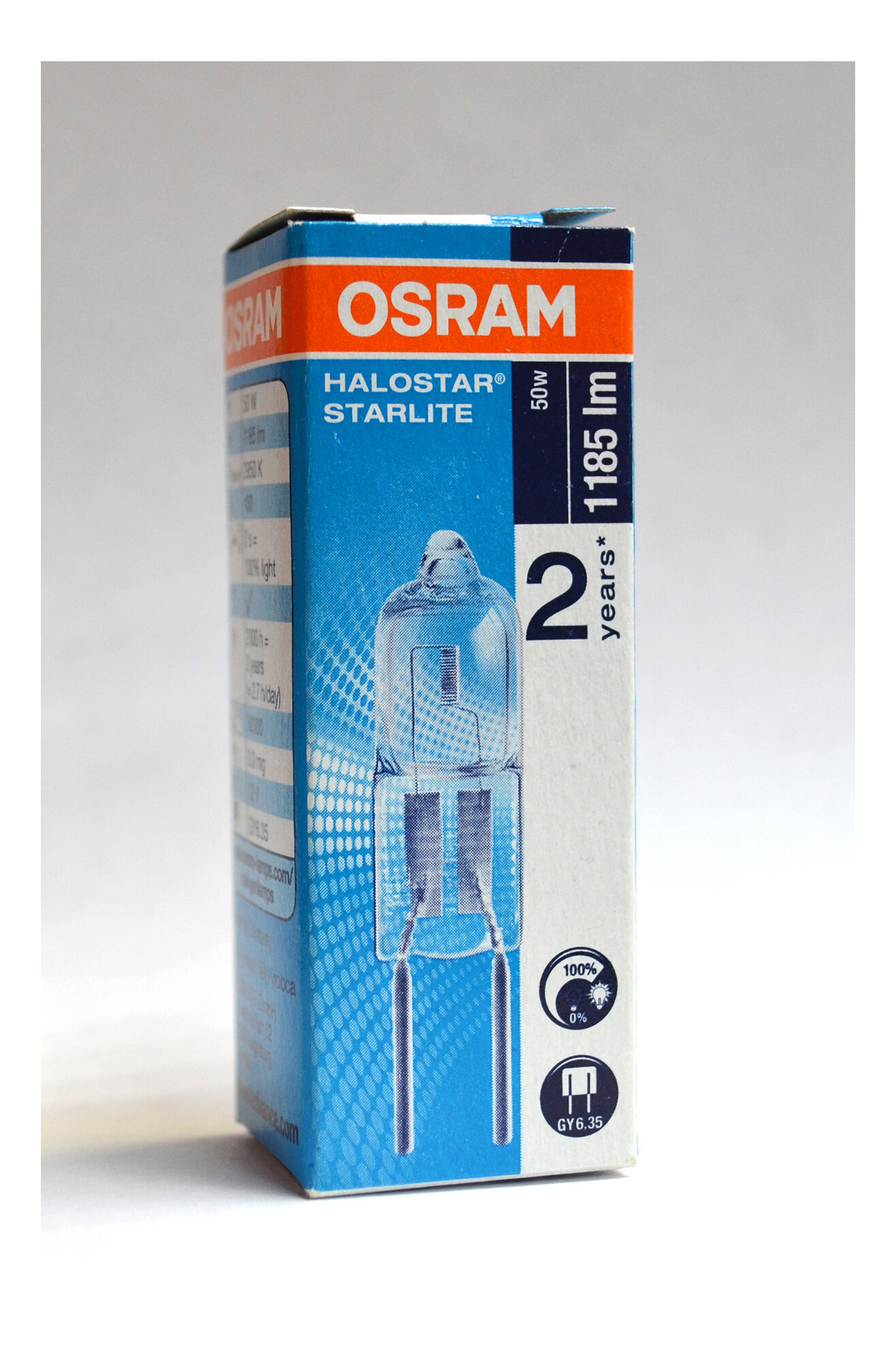 Лампочка галогенная OSRAM Капсула GY6.35 50Вт 12В 1185Лм 2950К Теплый белый Диммируемая упаковка 1шт