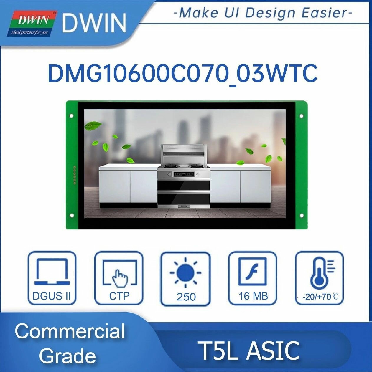 Дисплей DWIN 7 дюймов 1024*600 RGB HMI IPS-TFT-LCD DMG10600C070_03WTC