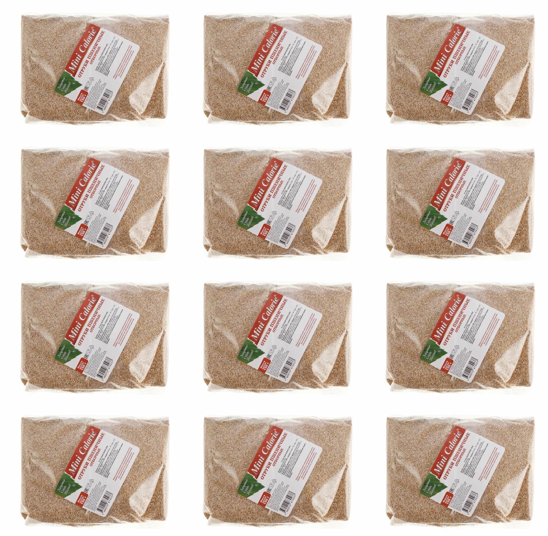 Mini Calorie Отруби пшеничные отборные 150 г  12 шт