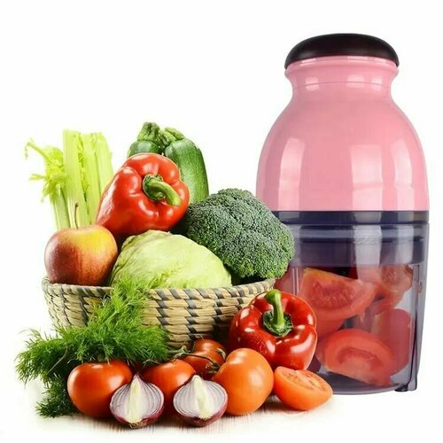 Электрический блендер с чашей 600 мл розовый для быстрого измельчения продуктов 105900₽