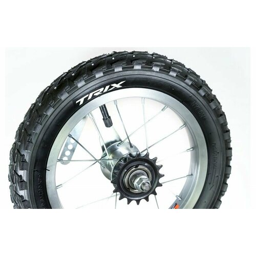 фото Колесо заднее 12 в сборе алюминевый обод, тормозная втулка камера покрышка compass trix