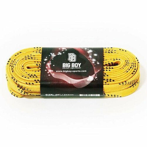 Шнурки для коньков BIG BOY Comfort Line с пропиткой, арт. BB-LACES-CL-305YL, полиэстер, 305 см, желтый