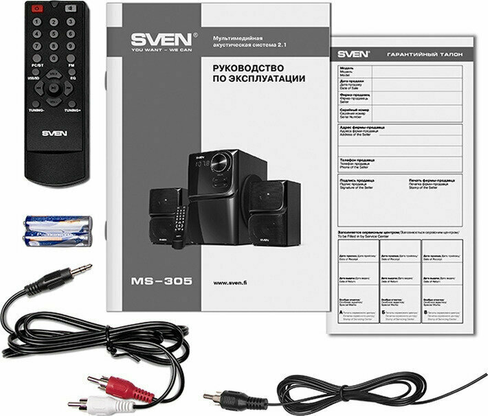 Колонки для компьютера 20 SVEN 305 чёрный / USB / подсветка / 6 Вт