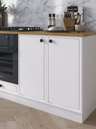 Изображение товара Кухонный гарнитур VITAMIN модульный шкаф напольный с полкой, МДФ, без столешницы. Цвет "Белая эмаль". Ширина 80 см.