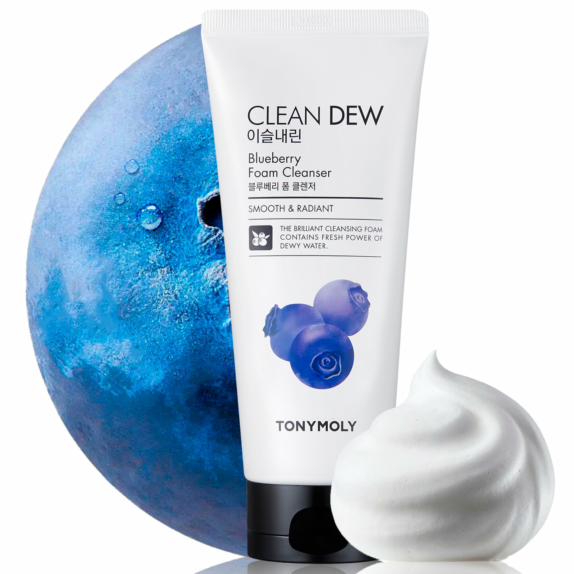 TONY MOLY Clean Dew Blueberry Foam Cleanser Пенка для умывания с экстрактом голубики, 180 мл