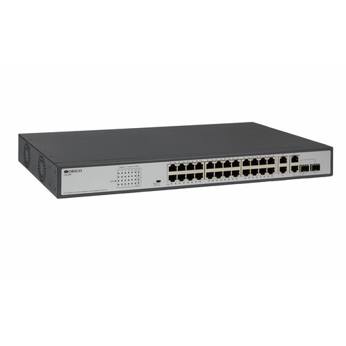 ORIGO Сетевое оборудование OS2228P 370W A1A Неуправляемый PoE-коммутатор 24x1000Base-T PoE+, 2x1000Base-T, 2xCombo 1000Base-T SFP, PoE-бюджет 370 Вт