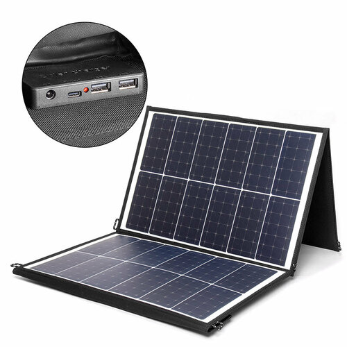Солнечная панель TOP-SOLAR-120 120W 18V DC Type-C PD 60W 2 USB влагозащищенная складная на 3 секции 3197600₽