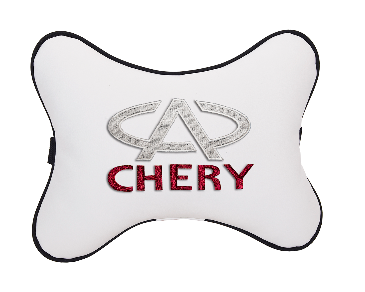 Автомобильная подушка на подголовник экокожа Milk с логотипом автомобиля CHERY