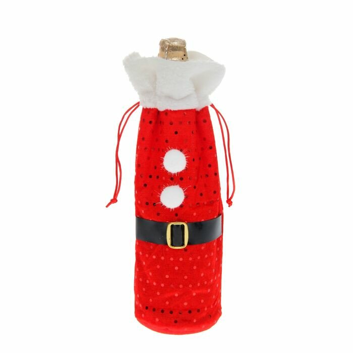 Чехол на бутылку Страна Карнавалия "Санта", искусственный мех, текстиль (DX12-6930-1)