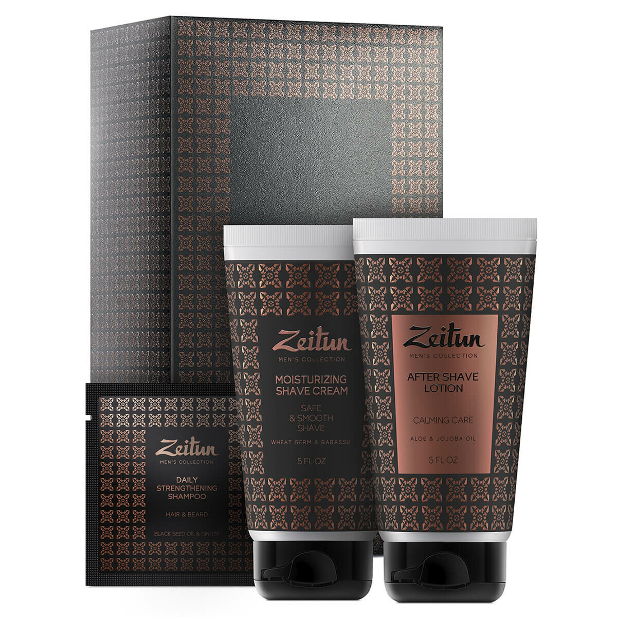 ZEITUN Подарочный набор для мужчин "Идеальная гладкость": крем для бритья, лосьон, шампунь, ZEITUN