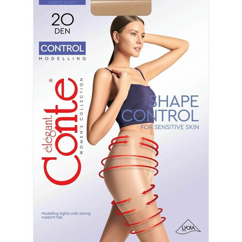 Колготки Conte elegant Control, 20 den, размер 2, серый, коричневый