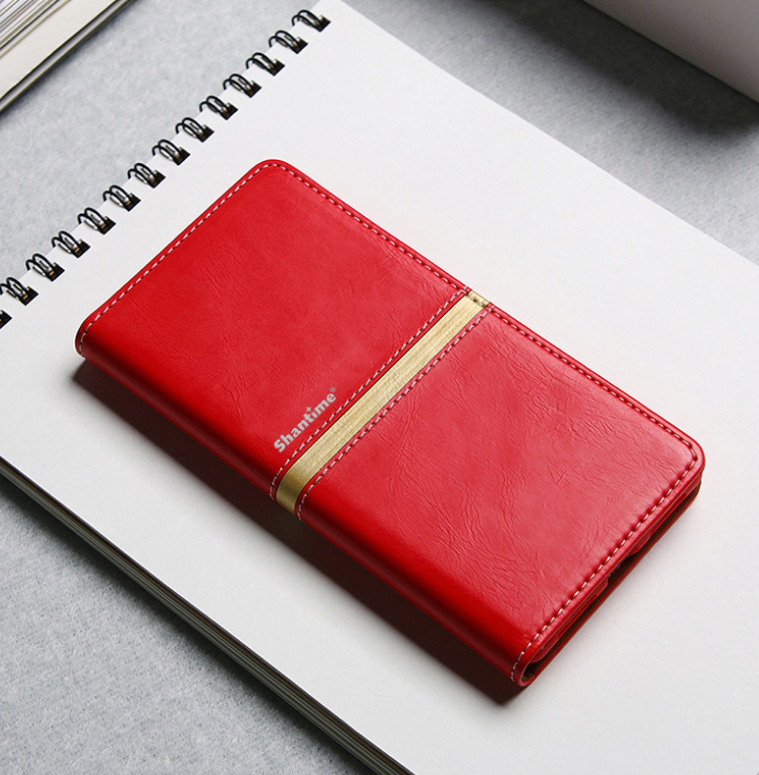 Чехол-книжка MyPads Una Fitto для Xiaomi Redmi Note 4X из водоотталкивающей импортной эко-кожи красный с золотой полосой