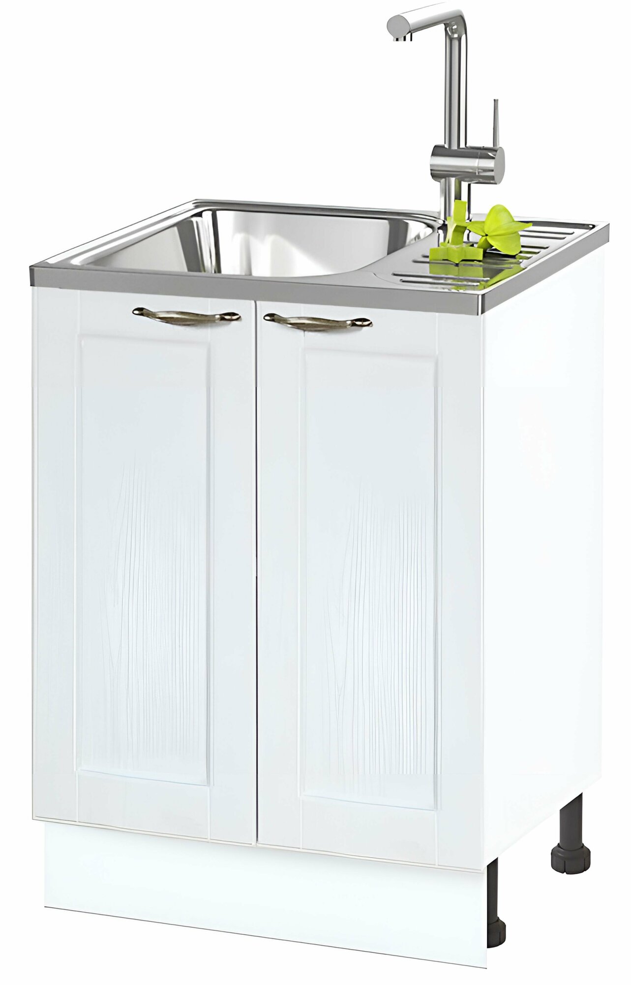 фото Кухонный модуль напольный 60х50х82 см, "Нева" МДФ 60 см (для мойки). Белое дерево (НМ 600)